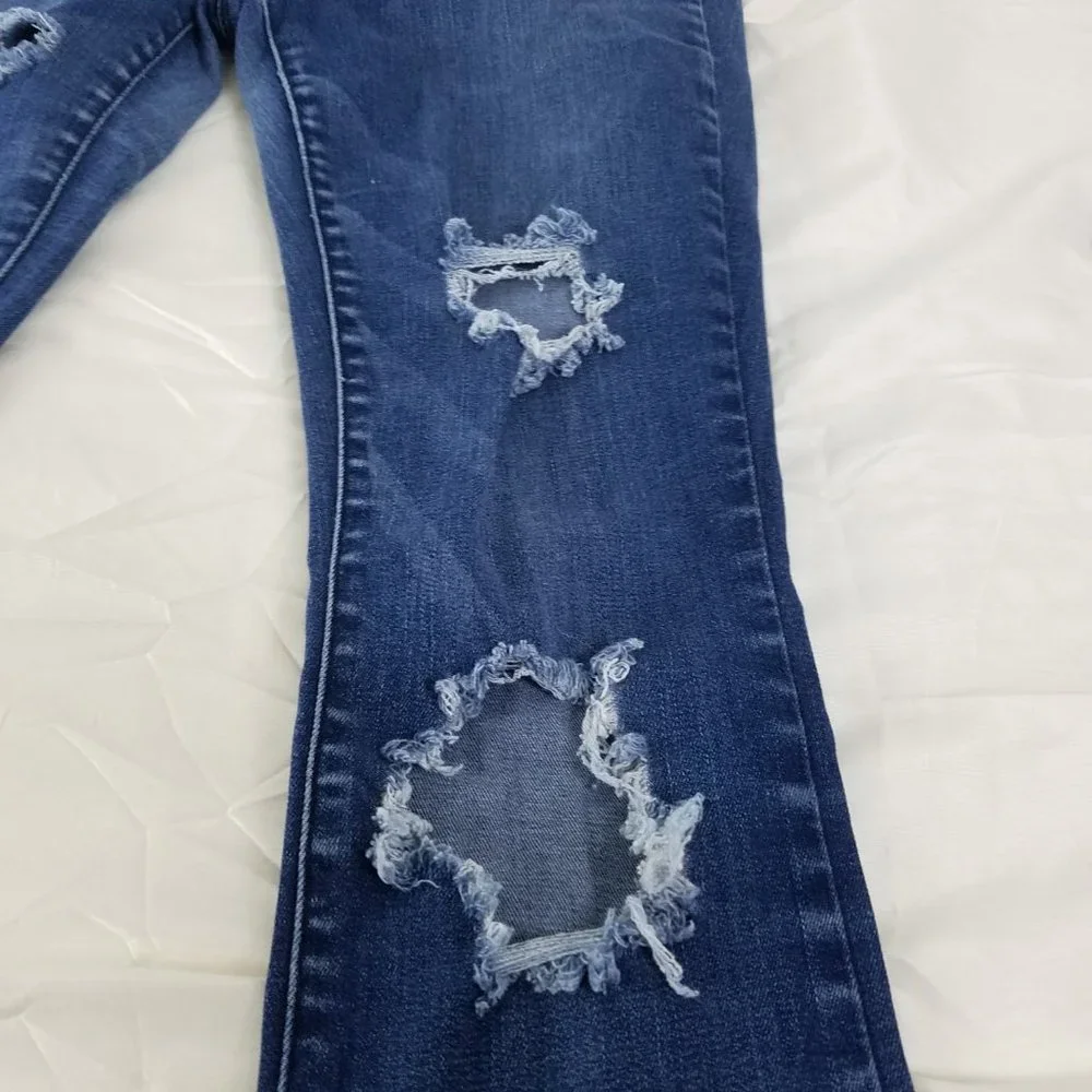 Pacsun Jeans Womens 26 Long Mid Rise Blue Denim Jegging Destroyed Medium Wash‎